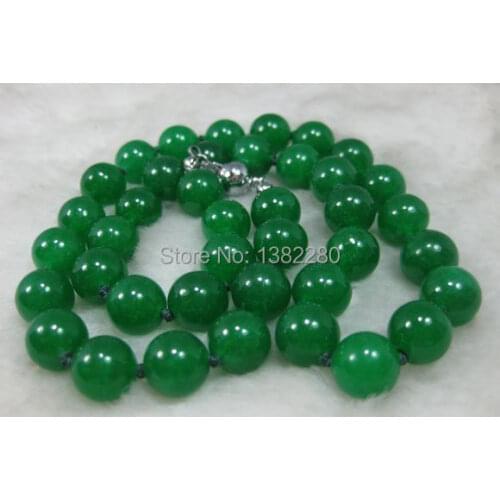 Fashion DIY Jewelry 12mm Green Chalcedony Stone Beads Necklace Chain Women Girl Parts Accessories Design Make Wholesale 24"