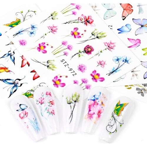 Nail Sticker Set Colorful Butterfly Decal Water Transfer Slider For Nails Art Decor Watermark Stickers