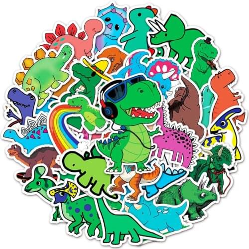 50pcs Cartoon Animals Little Dinosaur Stickers Waterproof Creativity Decoration Diary Scrapbooking AlbumLabel Kids Cute Stickers
