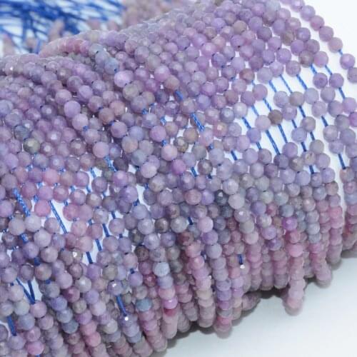 Natural Light Blue + Fuchsia + Purple Sapphire Faceted Round Beads 3mm