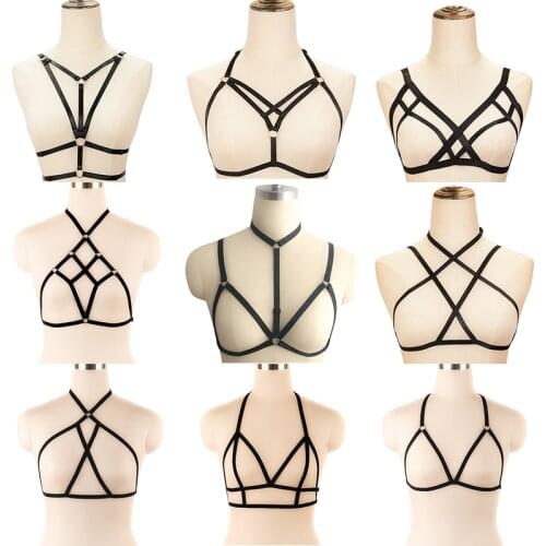 New Body Harness Bra Elastic Adjustable Sleeveless Hollow Out Strap Tops Sexy Ladies Underwear Punk Goth Garter Belt