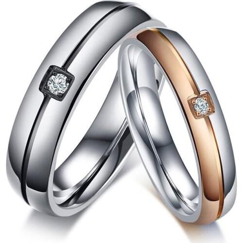 Trendy Wedding Rings/Couple ring for Women Men AAA CZ Stones Stainless Steel Engagement Anniversary Band Valentine's Day Gift