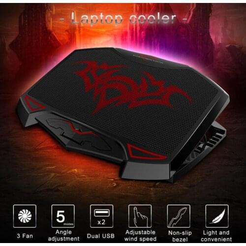 Gaming Laptop Cooler 3 Fan Led Screen USB Port Laptop Cooling Pad Notebook Stand for Laptop
