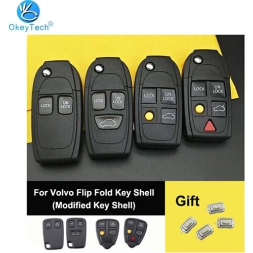 OkeyTech For Volvo S60 XC90 V50 S40 V70 S60 S70 S80 XC70 Modified Flip Folding Car Key Shell Cover Case NE66 Blade Send Switch