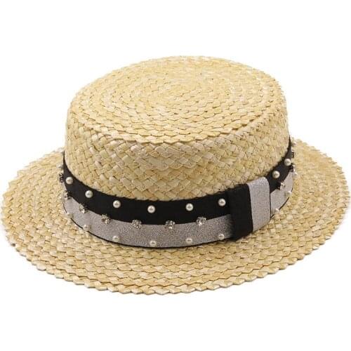 New Handmade girl Straw Beach Hat For Women Summer Holiday Panama Cap Fashion Flat Sun Protection Visor Hats