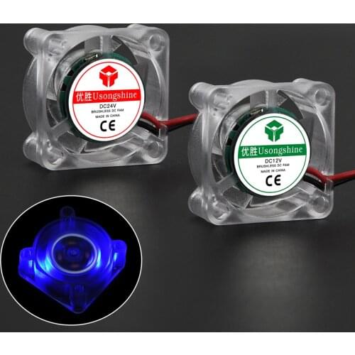 25*25*10mm Transparent Hydraulic Fan 4010 12V/24V XH2.54-2P L300mm with LED Light High quiet Exhaust Fan 2-Pin Mini Cooling Fan
