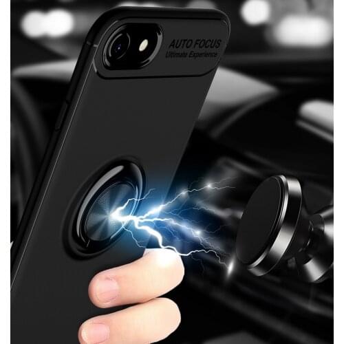 Luxury Silicone case For Apple iPhone SE 2020 New case Soft Phone Cover For iPhone 11 Pro iphone11 XS XR X fundas Finger Ring