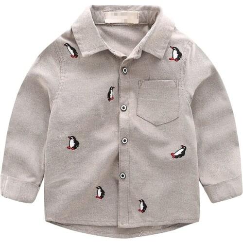 2020 spring kids new pattern shirt Pure cotton Cartoon embroidery baby Lapel coat for children High quality Childrens clothing