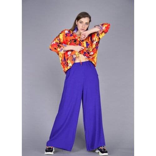 Purple Color Viscose Wide Leg Pants For Women 2021 New Fashion Clothing Very Comfortable Spring And Summer Trousers