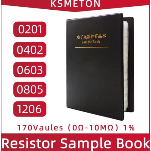 Smd Book Resistor Kit 0805 0201 0402 0603 1206 1% SMT Chip Resistor Assortment Kit 170 Values Sample Book FR-07 0Ω-10MΩ