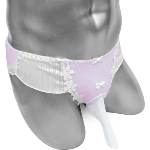 Cute Sissy Panties With Penis Sheath Bow Front Sexy Lingerie Briefs For Mens Underwear Erotic Bikini Funny Underpants