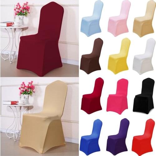 Solid Color Chair Cover Spandex Stretch Elastic Slipcovers Chair Covers White For Dining Room Kitchen Wedding Banquet Hotel