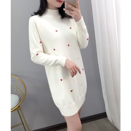 Faux Mink Fleece Knitted Sweater pullover Womens Autumn Winter knitt Sweaters dress Jumper Women Soft Elegant Bottoming Shirt