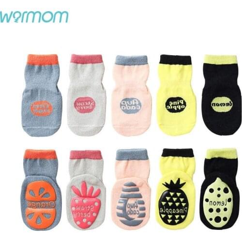 Warmom New Floor Cotton Socks Children Fruit Dispensing Non-slip Toddler Baby Socks for Boys Girls Combed Cotton Kids Socks