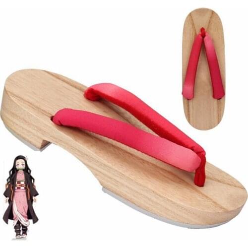 Kamado Nezuko Cosplay Shoes Female Pure Color Japanese Style Conventional Anime Role Play High Quality Comfortable Elegant Clogs