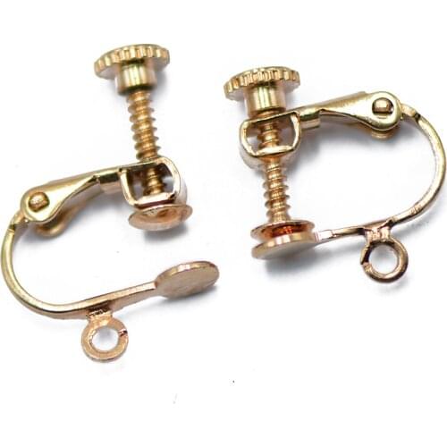 12pcs Rose Gold Clip On Screw Earring Findings Jewelry Making W/Loop 16x14mm