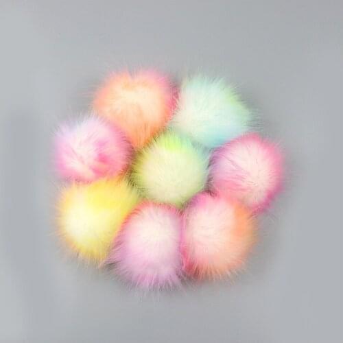 2pcs/lot False Multicolor Hat Ball Pom Pom Handmade DIY Artificial Raccoon Ball Wholesale Cap Faux Fox Fur PomPom 8/10cm TWF018