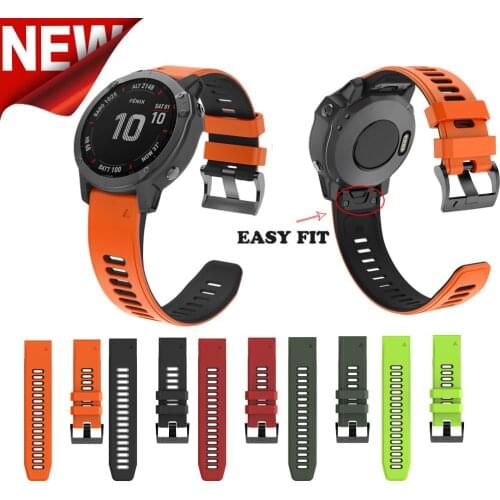 26 22 20mm Silicone Watch Strap for Garmin Fenix 5 5X 6S 6 6XPro port Silicone Watch Bands With Quick Release Strap quick Fit