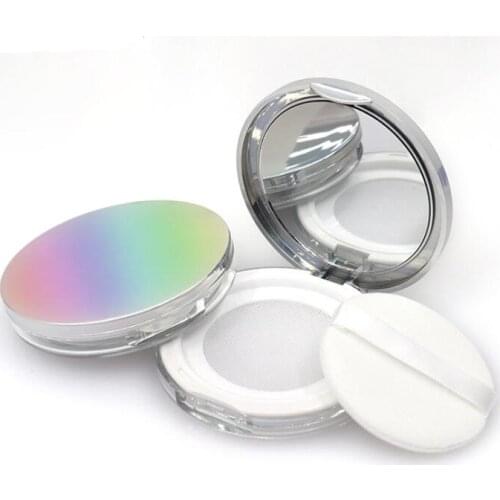 5g Portable Ultra-thin Plastic Powder Box Empty Loose Powder Pot Travel Makeup Jar Sifter Container with Powder Puff mirror