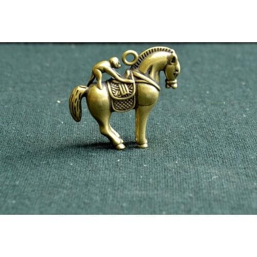 Antique Bronze Monkey Riding Horse Mini Desk Ornaments Brass Animal Hand Play Pieces Home Decor Copper Small Figurines Gifts