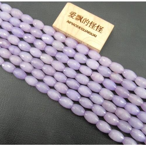 APDGG Faceted Purple Lanvender Drum Jade Gemstone Loose Beads 16" Strand Jewelry Making DIY