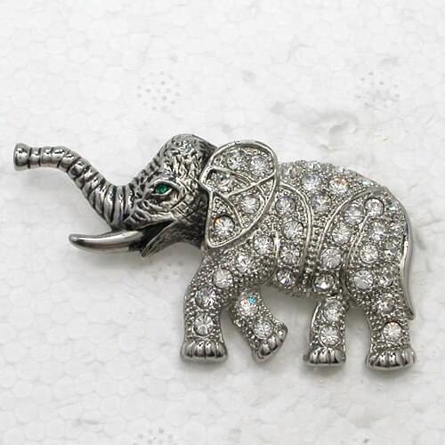 White Rhinestone Elephant Pin brooches C2123