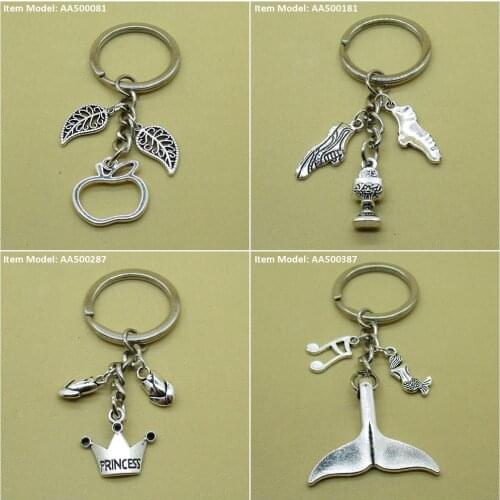 Keychain Keyring Shape Apple Hollow Leaves Leaf Trophy Sneakers Shoes Sports Crown Princess Flower Wheat Tail Whale Fish