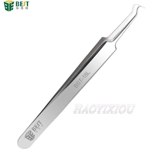 BST-18L Tweezers Eyelash Extension Nipper Anti Acid Steel Needle Tweezers Removal Acne Face Care Curved Straight Nail Tool