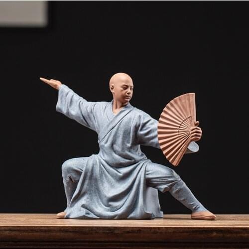 Buddhism Meditation Budda Statue Purple Clay Ceramic Monk Desktop Ornaments Sculpture Figure Home Decoration Chinese Zen