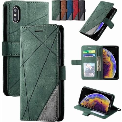 Stand Business Phone Holster For Huawei P Smart 2019 P20 Lite 2018 P30 Pro P40 Mate 30 20 Lite Stripe Wallet Rhombus Case D21G