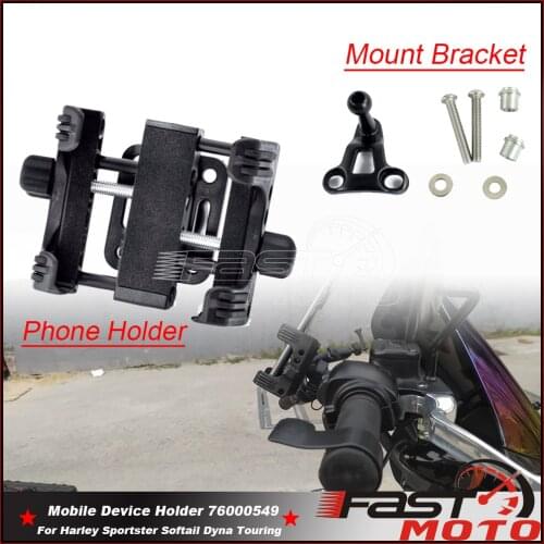 Motorcycle Phone Holder Handlebar Mount Bracket Devices Carrier Kit GPS MP3 Stand Support for Harley Softail Dyna Sportster Tour