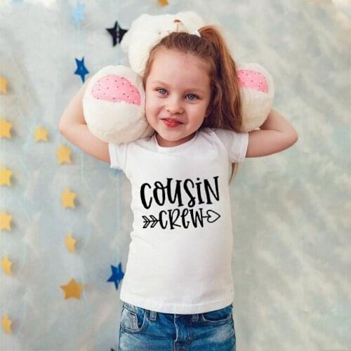 Cousin Crew Pattern Girl Tshirt Summer Fashion Clothes Children Cute Letter Print Boys Tee Shirt Kids Causal T Shirt Street Wear