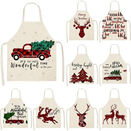 Christmas Tree Deer Red Plaid Apron Baking Accessories Aprons for Women Apron Kitchen Cooking Accessories Cafe Apron for Men