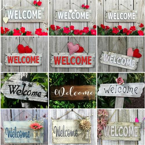 HUACAN 5D DIY Diamond Painting New Text Welcome Diamond Embroidery Sale Flower Pictures Of Rhinestones Mosaic Home Decor