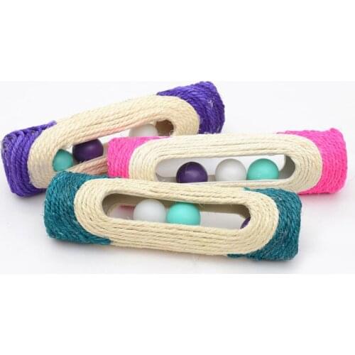 Cat toy wear-resistant sisal woven round drum type with 3 vocal balls cat catch barrel cat scratch board sisal column