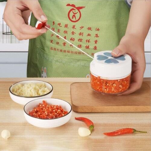 Easy Pull Food Chopper and Manual Food Processor - Vegetable Slicer and Dicer, 170ml Clear Container, Stainless Steel Blade