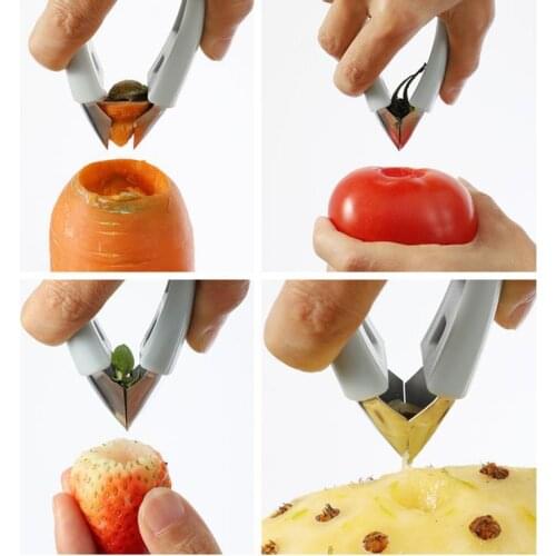 Strawberry Huller Slicer Cherry Pitters Metal Tomato Stalks Plastic Fruit Leaf Knife Stem Remover Kitchen Fruit Vegetable Tool