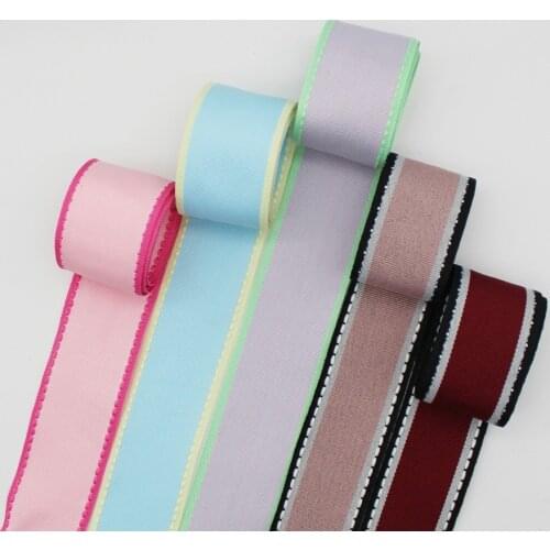 Saddle Multicolor Stitch Grosgrain Ribbon Contrast Color Trim Crochet Patterns 100% Polyester Fabric For DIY Hairbows DIY Making