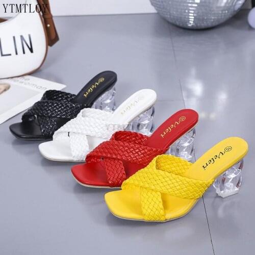Slippers Women Cross Strap Summer Slides Shoes Ladies Mules Square Toe 2021 Indoor Ytmtloy House Zapatillas Casa Mujer