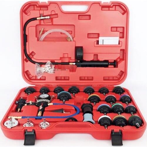 28pcs Water Tank Leakage Tester Universal Radiator Pressure Tester Kit Car Cooling System Tester Detector Pressure Gauge