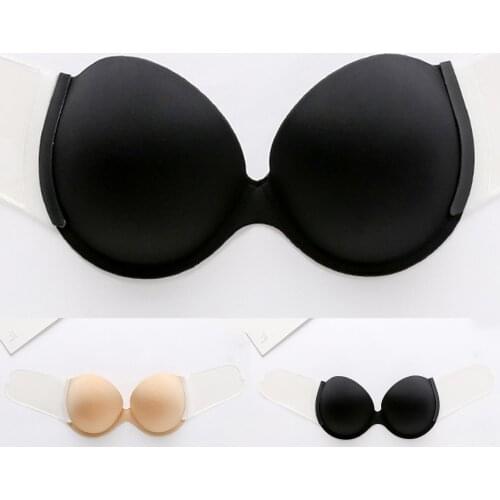 Invisible Push Up Bra Strapless Bras Dress Wedding Party Women Deep U Changeable Flank Bra Underwear With Silicone Breast Patch