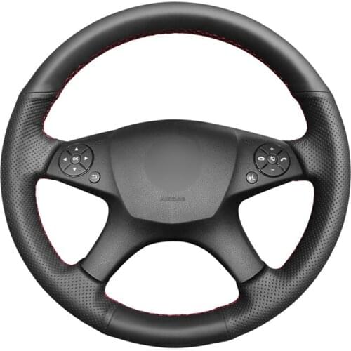 Hand-stitched Black Artificial Leather Car Steering Wheel Cover for Mercedes Benz W204 C-Class 2007-2010 C280 C230 C180 C260