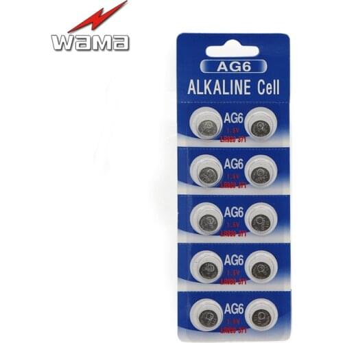 10pcs/pack Wama AG6 1.5V Alkaline Button Cell Batteries SR920SW SR69 SG6 LR69 171 920 Disposable Watch Coin Battery