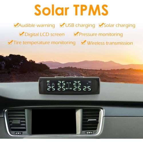 AN-07 LCD Solar Truck TPMS Tire Pressure Temperature Monitoring Alarm System Car Enduring Real Time Tire Pressure
