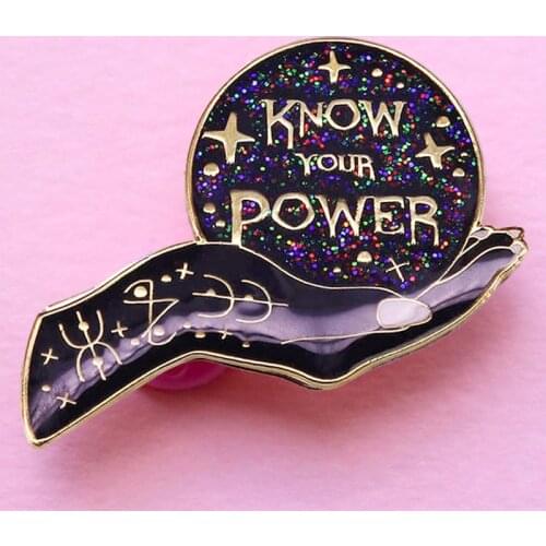 Occult Witchy Feminist Crystal Ball Enamel Brooch Pin Hat Bag Collar Lapel Pins Badges Women Mens Fashion Jewelry Accessories