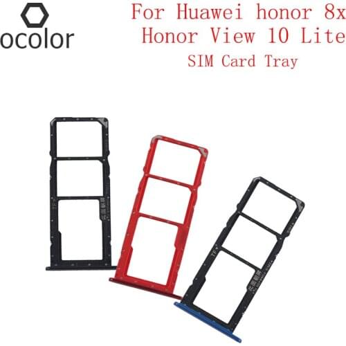Ocolor For Huawei honor 8x SIM Card Slot Card Tray Holder Adapter Assembly Repair Parts For Honor View 10 Lite Mobile Phone