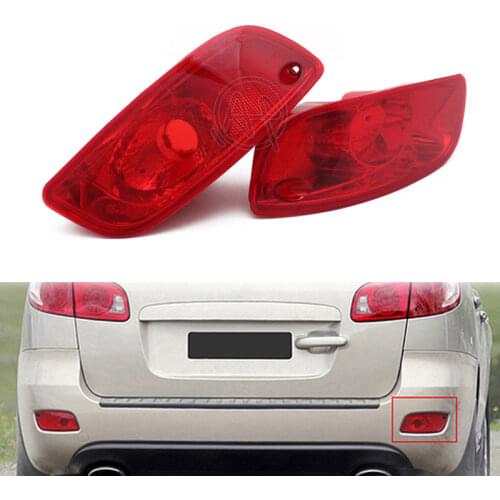 Car Rear Bumper Reflector Lights for Hyundai Santa Fe (CM) 2007 2008 2009 Pre-facelift Tail Fog Light Housing Red Lens