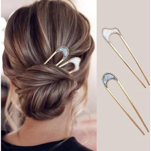 Women Girls U Shape Hair Clip Japan Style Hair Sticks Candy Color Metal Hairpin Womens Hairstyle Tools
