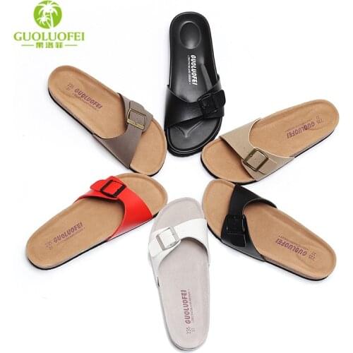 Womens Cork Slippers 2021 New Summer Fashion Flat Outer Wear Non-slip Holiday Travel Beach Sandals