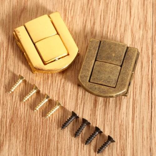 1pc 25*20mm Box Latch Hasps Wooden Jewelry Box Decorative Padlock Hasps Latch With Screw Vintage Furniture Hardware